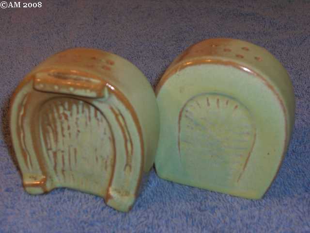 Frankoma Horseshoe shakers glazed prairie green